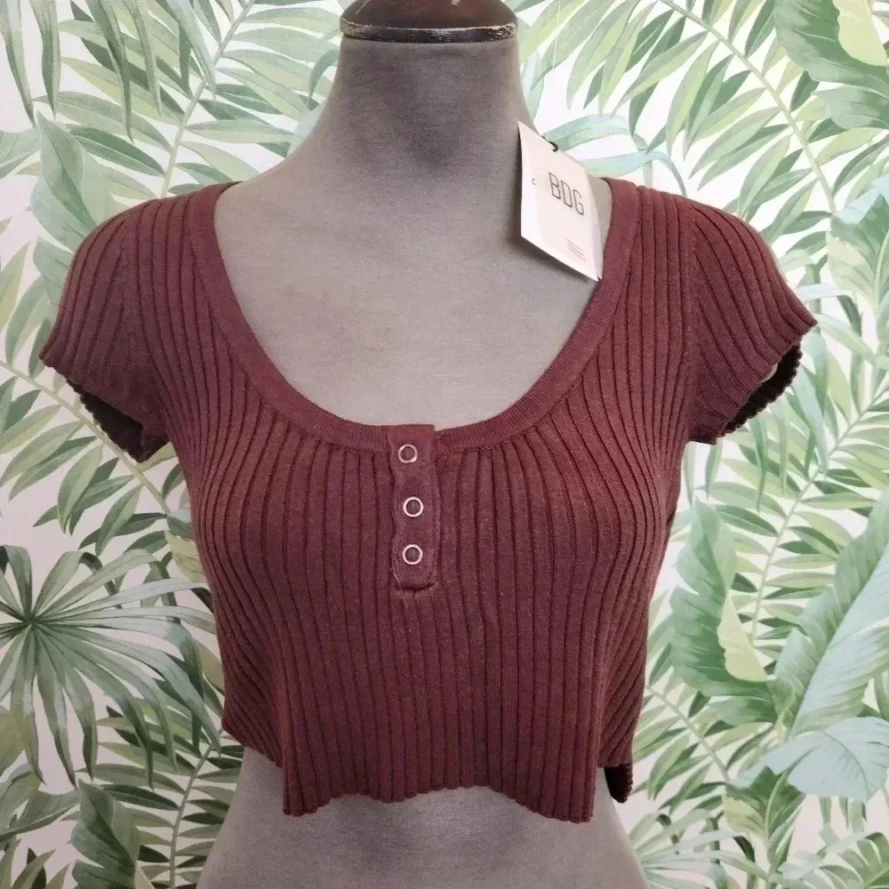 Women's BDG Urban Outfitters Brown Cotton Crop Top